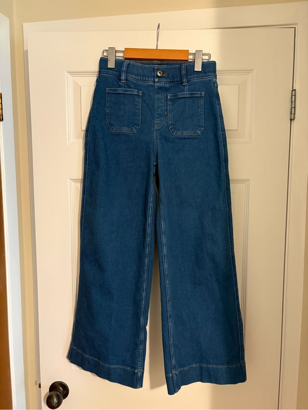 SPANX Wide-Leg Jeans in Dark Blue Denim